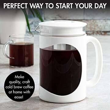 Primula Burke Deluxe Cold Brew Iced Coffee Maker, Comfort Grip Handle, Durable Glass Carafe, Removab...