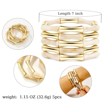 Gold Tube Bangle Bracelets for Women Stacking Accessories