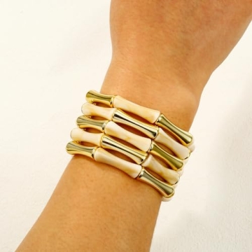 Gold Tube Bangle Bracelets for Women Stacking Accessories
