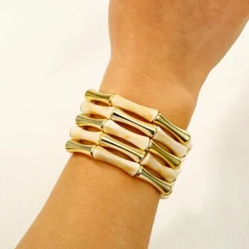 Gold Tube Bangle Bracelets for Women Stacking Accessories
