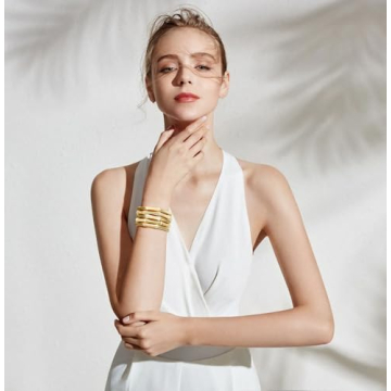 Gold Tube Bangle Bracelets for Women Stacking Accessories