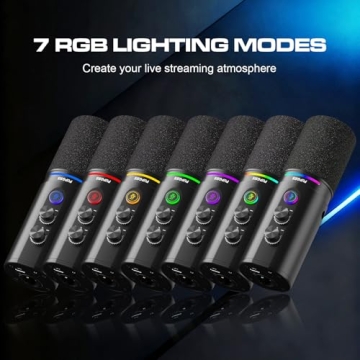 PUPGSIS Podcast Microphone with USB/XLR, Mute, and RGB