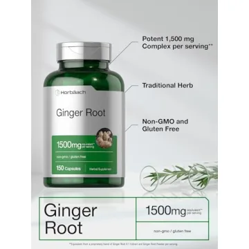 Horbäach Ginger Root Capsules 1500mg Non-GMO Gluten Free