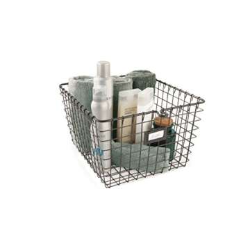 Spectrum 6-Pack Wire Baskets with Label Plate (Industrial Gray) - Storage Bin & Décors for Bathroom, Closet, Pantry, Under Sink, Toy, Shelf, Kitchen, & Nursery Organization