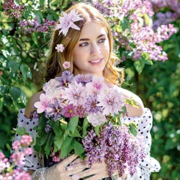 LACGO 48 PCS Artificial Flowers Heads, Fake Daisy Heads Bulk Silk Faux Rose DIY Cake Decor Blossom Garland Wreath Bouquets Crafts for Halloween Wedding Bridal Baby Shower Home Party Decoration(Purple)