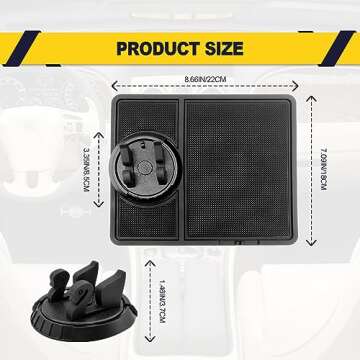 Anti Shake Non Slip 4-in-1 Car Phone Pad Dashboard Pad, Multifunctional 360 Degrees Rotation Cell Ph...