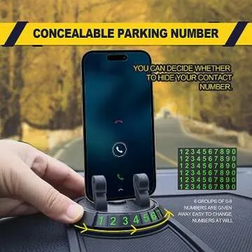 Anti Shake Non Slip 4-in-1 Car Phone Pad Dashboard Pad, Multifunctional 360 Degrees Rotation Cell Phone Mount Temporary Parking Number, Can Hold Coin, Keys, Sunglasses and More