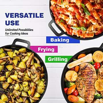 16 Inch Cast Iron Pizza Pan with Silicone Handles and Recipes