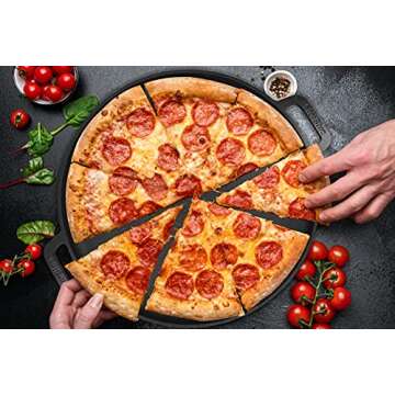 16 Inch Cast Iron Pizza Pan with Silicone Handles and Recipes