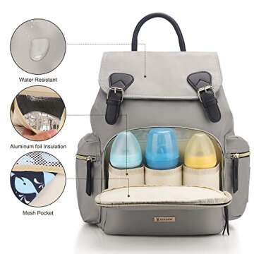 VS VOGSHOW Diaper Bag Backpack, Multifunction Baby Bag Backpack, Modern Baby Diaper Backpack, Stylis...
