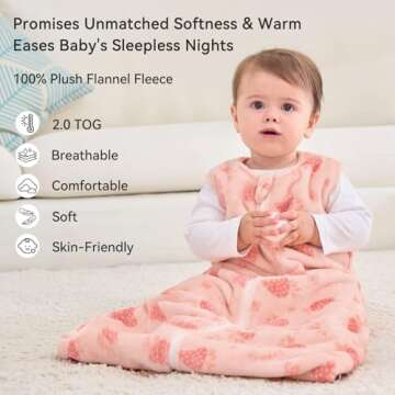 Unnivoll Fleece Baby Sleep Sack 6-12 Months 2.0 Tog Baby Wearable Blanket with 2-Way Zipper Warm Sle...