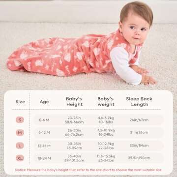 Unnivoll Fleece Baby Sleep Sack 6-12 Months 2.0 Tog Baby Wearable Blanket with 2-Way Zipper Warm Sleeping Sack for Toddler Infant Newborn - Medium Pink Strawberry