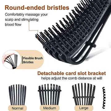 8PCS MORGLES Wide Tooth Detangling Brush Set - Curly, Natural, Wavy, Wet Hair Comb with Rat Tail, Alligator Clips