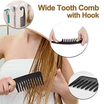 8PCS MORGLES Wide Tooth Detangling Brush Set - Curly, Natural, Wavy, Wet Hair Comb with Rat Tail, Alligator Clips