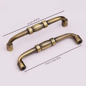 Indian Shelf 10 Brass Handles-4" Center to Center Cabinet Pulls-Bar Drawer Pulls Kitchen-Cabinet Har...