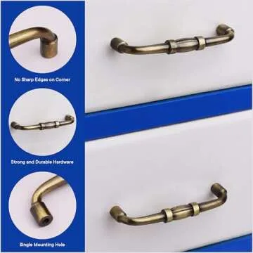 Indian Shelf 10 Brass Handles-4" Center to Center Cabinet Pulls-Bar Drawer Pulls Kitchen-Cabinet Hardware 4" Handle-Door Pulls-Drawer Handle-Antique Pulls-4" Hole Center-Cupboard Antique Door Handles