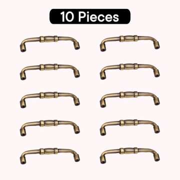 Indian Shelf 10 Brass Handles-4" Center to Center Cabinet Pulls-Bar Drawer Pulls Kitchen-Cabinet Hardware 4" Handle-Door Pulls-Drawer Handle-Antique Pulls-4" Hole Center-Cupboard Antique Door Handles