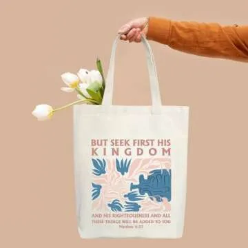Christian Tote Bag Aesthetic, Canvas Tote Bag for Women, Religious Gifts Christian Gifts Inspirational Gifts for Women, Bible Verse Tote Bag, Book Shopping Reusable Grocery Beach Shoulder Bag /A56