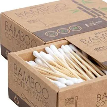 1000 Count Cotton Swabs - Cotton Buds, Organic Cotton Swab, Multipurpose Highly Absorbent Hygienic, Recyclable & Biodegradable Bamboo Cotton Sticks for Beauty Care, Painting, Jewelry, Pet Care(5 Pack)