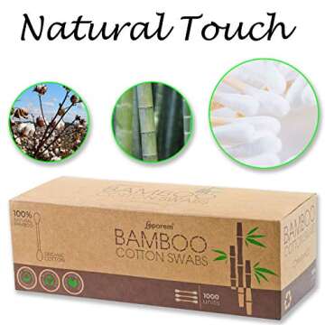 1000 Count Cotton Swabs - Cotton Buds, Organic Cotton Swab, Multipurpose Highly Absorbent Hygienic, Recyclable & Biodegradable Bamboo Cotton Sticks for Beauty Care, Painting, Jewelry, Pet Care(5 Pack)