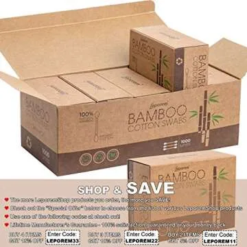 1000 Count Cotton Swabs - Cotton Buds, Organic Cotton Swab, Multipurpose Highly Absorbent Hygienic, Recyclable & Biodegradable Bamboo Cotton Sticks for Beauty Care, Painting, Jewelry, Pet Care(5 Pack)