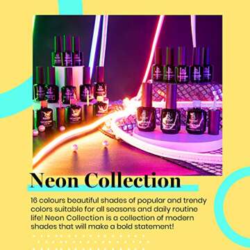 beetles Gel Polish 16 PCS 15ML Summer Neon Gel Polish Set with Base Gel Glossy & Matte Top Coat, Bright Pink Green Red Blue Orange Iridescent Nail Polish Uv Gel Nails Art Design Gifts for Women