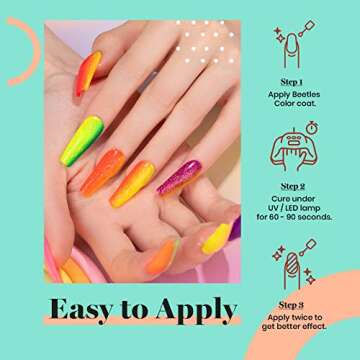 beetles Gel Polish 16 PCS 15ML Summer Neon Gel Polish Set with Base Gel Glossy & Matte Top Coat, Bright Pink Green Red Blue Orange Iridescent Nail Polish Uv Gel Nails Art Design Gifts for Women