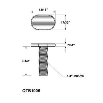 POWERTEC 1/4"-20 T Track Bolts 20 Pack for T Track, 3-1/2 Inch Long T Slot Bolts for Universal T Track, T Track Accessories for Woodworking Jigs and Fixtures (QTB1006)
