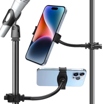 MLEJIAKJ Adjustable Mic Stand Phone Holder - Versatile Smartphone Mount