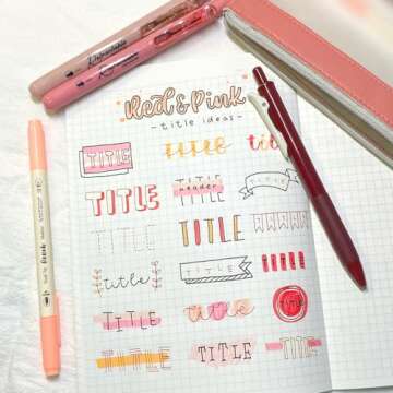 WRITECH Journaling Kit, Gel Ink Pens/Retractable Highlighters/Dual Tip Brush Pens/Fineliner Pens, Smooth Writing Assorted Colors Journaling Supplies, 9 Count with Pen Bag (Elegant red & pink)