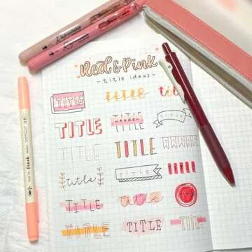 WRITECH Journaling Kit, Gel Ink Pens/Retractable Highlighters/Dual Tip Brush Pens/Fineliner Pens, Smooth Writing Assorted Colors Journaling Supplies, 9 Count with Pen Bag (Elegant red & pink)