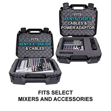 CASEMATIX 17" Hard Shell Audio Mixer Travel Case Compatible with Behringer Xenyx X1204USB, 1204USB, QX1204USB, Q1204USB, 1202FX, 1202, 802, Q802USB, QX1202USB, QX1002USB, 1002B, Q1202USB