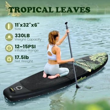 Susiebay 11ft Inflatable SUP Board with Accessories