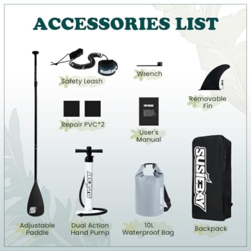 Susiebay 11ft Inflatable SUP Board with Accessories