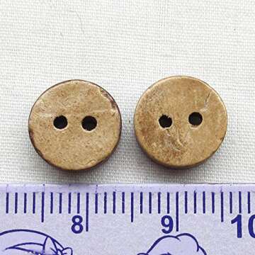 Chenkou Craft 100pcs 3/8" Brown Natural Coconut Coco Buttons for Sewing