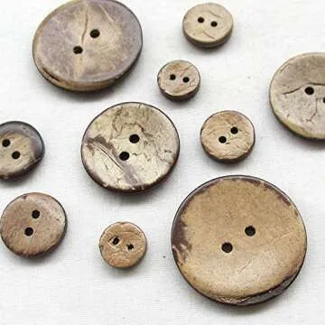 Chenkou Craft 100pcs Brown Coconut Buttons for Sewing