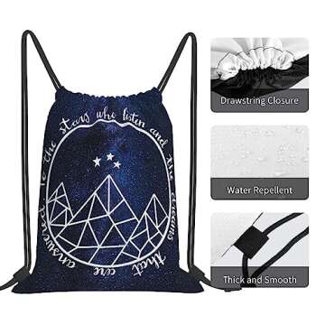 Acotar - To The Stars Who Listen Drawstring Backpack Sport Bag Gym Sack String Bag Yoga Travel Sackpack For Men Women