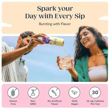 Juni Sparkling Tea with Adaptogens, Zero Sugar, 5 Calories, Organic Adaptogen Drink with Natural Caffeine from Green Tea, Vegan, Tropical, 12 Fl Oz Cans (12-Pack)