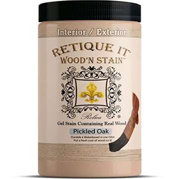Retique It Wood'n Stain - Liquid Wood Gel Stain Interior/Exterior (32 oz (Quart), 70 Pickled Oak)