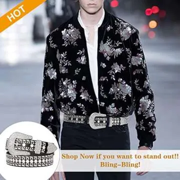 SUOSDEY Rhinestone Belt for Men Women Stylish Accessory