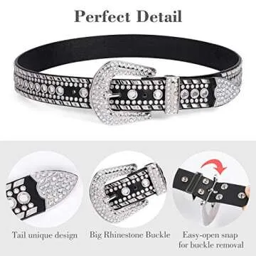 SUOSDEY Rhinestone Belt for Men Women Stylish Accessory