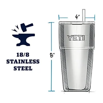 YETI Rambler 26 oz Insulated Cup with Straw Lid White
