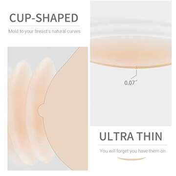 VOCH GALA Nipple Covers 2 Pairs-Seamless and Sheer Adhesive Silicone Nipple Pasties for Women Reusable, Sticky Breast Petals Crème