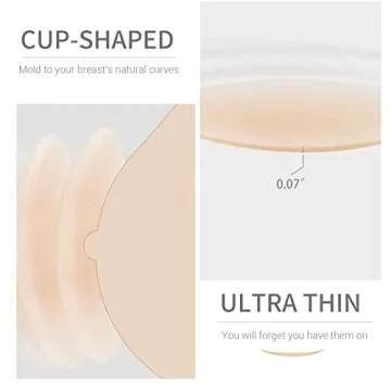 VOCH GALA Nipple Covers 2 Pairs-Seamless and Sheer Adhesive Silicone Nipple Pasties for Women Reusable, Sticky Breast Petals Crème