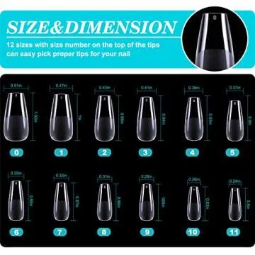 HIOTIOL 552Pcs Full Cover Soft Gel Nail Tips for Soak off Nail Extensions, Medium Coffin Half Matte Clear for Salons and DIY Nail Art, 12 Sizes