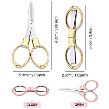 Tatuo 6 Pcs Folding Scissors Safety Portable Travel Scissors Small Stainless Steel Sharp Telescopic Cutter Pocket Retractable Scissors for Home Office Craft Office Outdoor