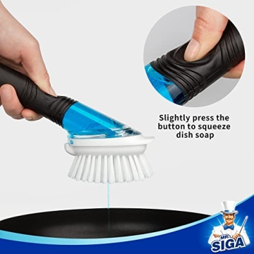 MR.SIGA Soap Dispensing Dish Brush Efficient Kitchen Cleaning