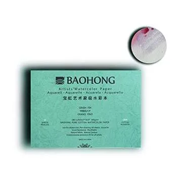 BAOHONG Artists' Watercolor Paper Block (20 Sheets, glued on Four Edges), 100% Cotton, Acid-Free, 14...