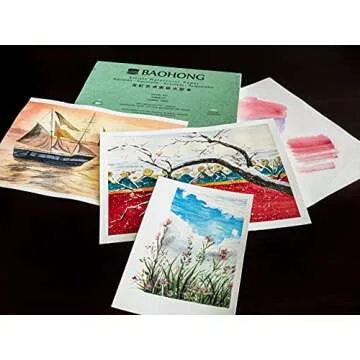 BAOHONG Artists' Watercolor Paper Block (20 Sheets, glued on Four Edges), 100% Cotton, Acid-Free, 140LB/300GSM, Watercolor Art Supplies for Wet, Dry, and Mixed Media Painting (Cold Press 4.9"X7")