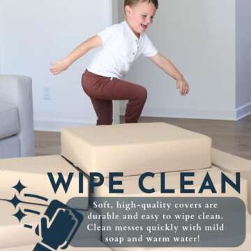 Foamnasium Blocksy Mini Indoor Foam Playset 3 Piece Soft Toddler and Kids Active Play Couch for Crawling, Climbing, Fort Building and Jumping, Made in The US, Pewter